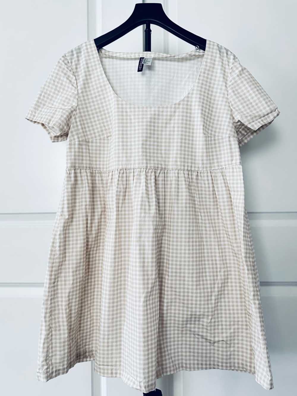 Women’s Divided by H&M Short Sleeve Beige Gingham Midi Dress Size L